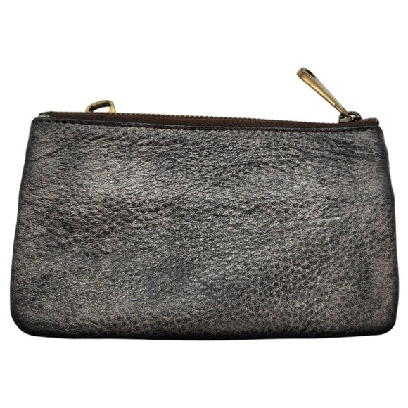 FOSSIL Gunmetal Explorer Flap Clutch Wallet Leather Bi Fold Zip Snap Cards Bills - Picture 5 of 7